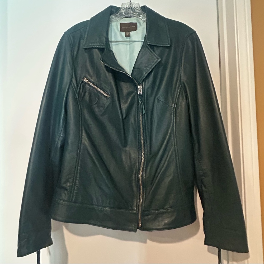 John Carlisle Dark Teal / Green Leather Jacket, XL - Picture 2 of 7